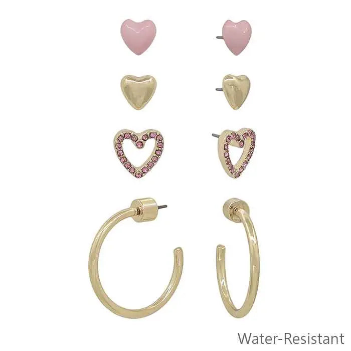 Hearts and Hoop Earrings 4 pair