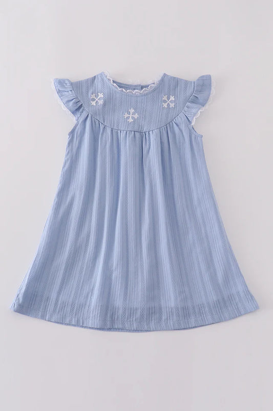 Premium Blue Cross Embroidery Dress