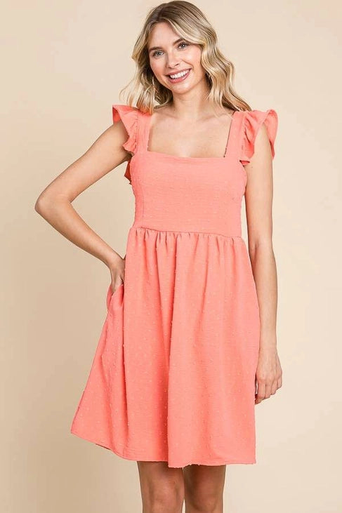 Sugar Coral Empire Line Ruffle Dress