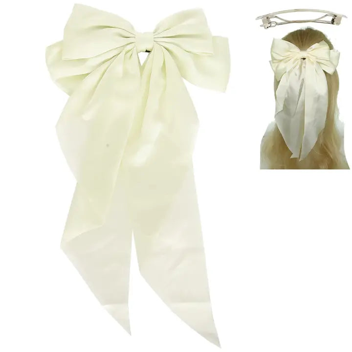 Cream Bow Hair Clip