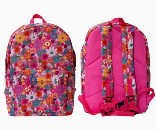 Girls Pink Floral Backpack