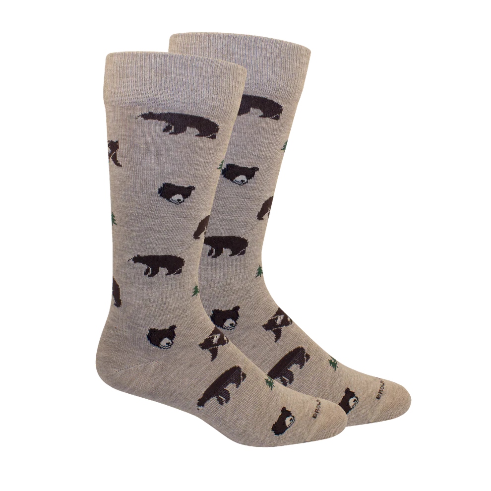 Brown Dog Brown Bear Socks Oatmeal