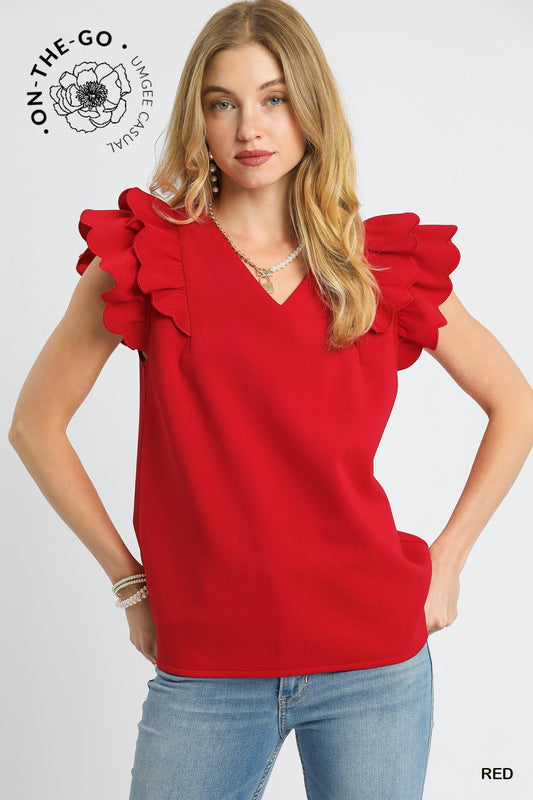 Beyond The Horizon In Red Blouse by Umgee