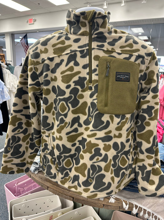 Prairie Oaks Bluffs Fleece 1/4 Zip: Traditions Camo Olive