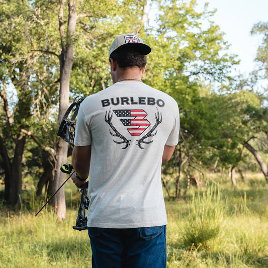Burlebo Elk Horn Logo Tee in Heather Oatmeal