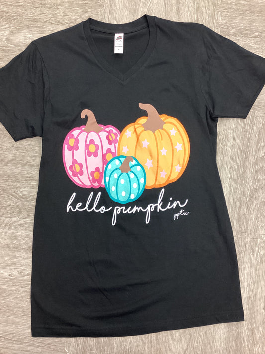 Hello Pumpkin Ladies V neck Tee