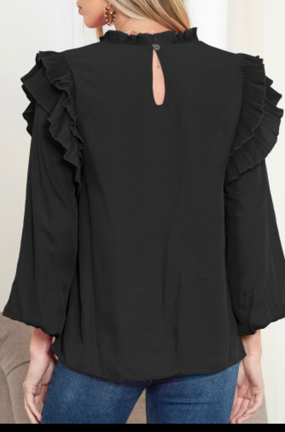 Black Ruffle Blouse