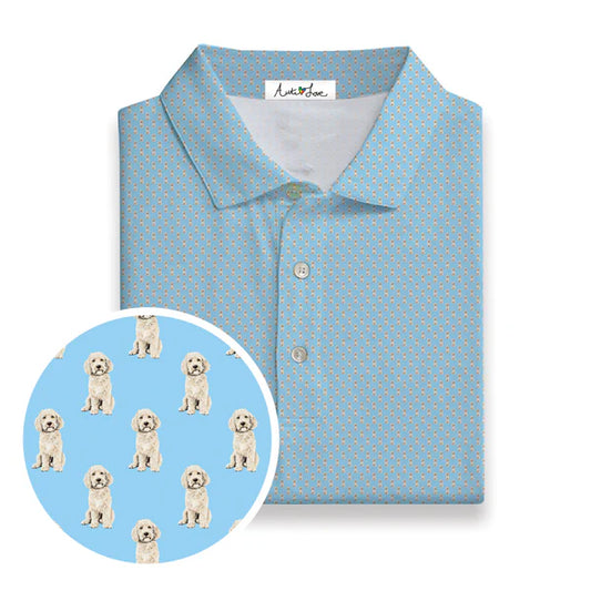 Auti Love Golden Doodle Light Blue Polo