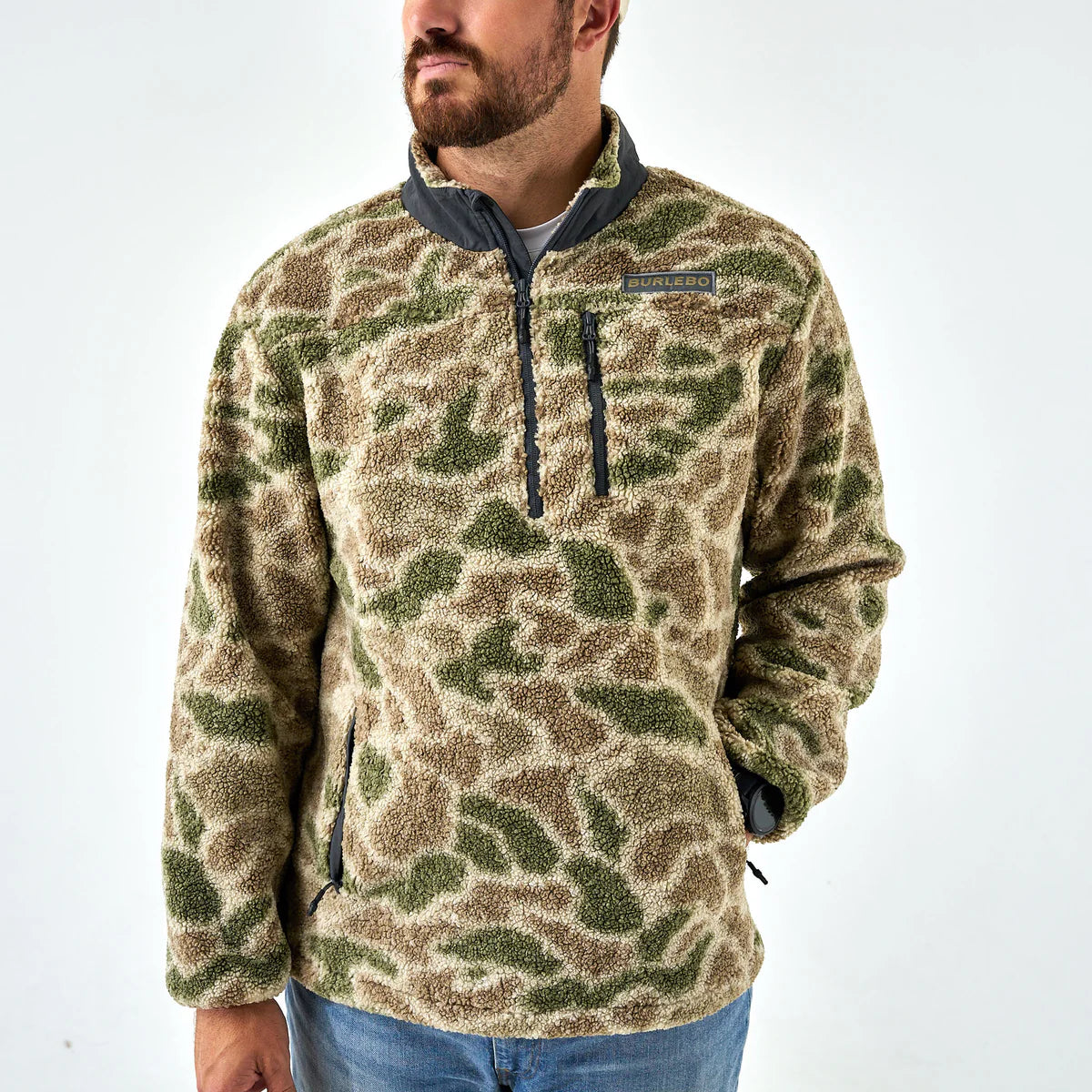 Burlebo Alpine Camo Sherpa Quarter Zip