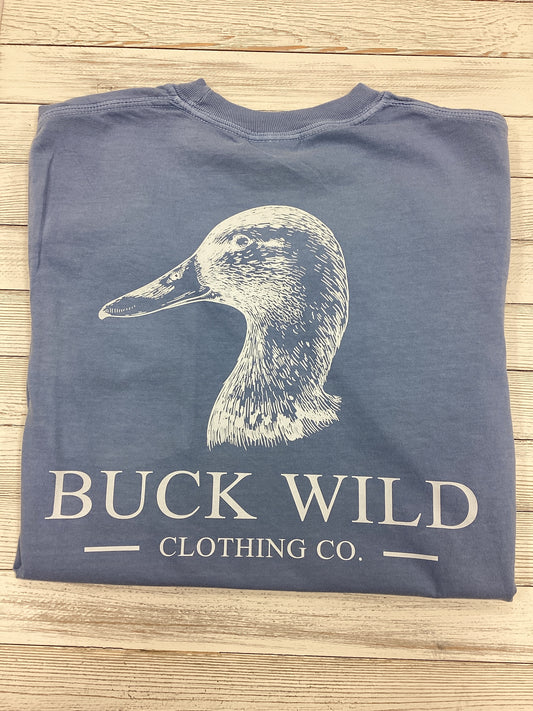 Buck Wild Duck Head Tee in Blue