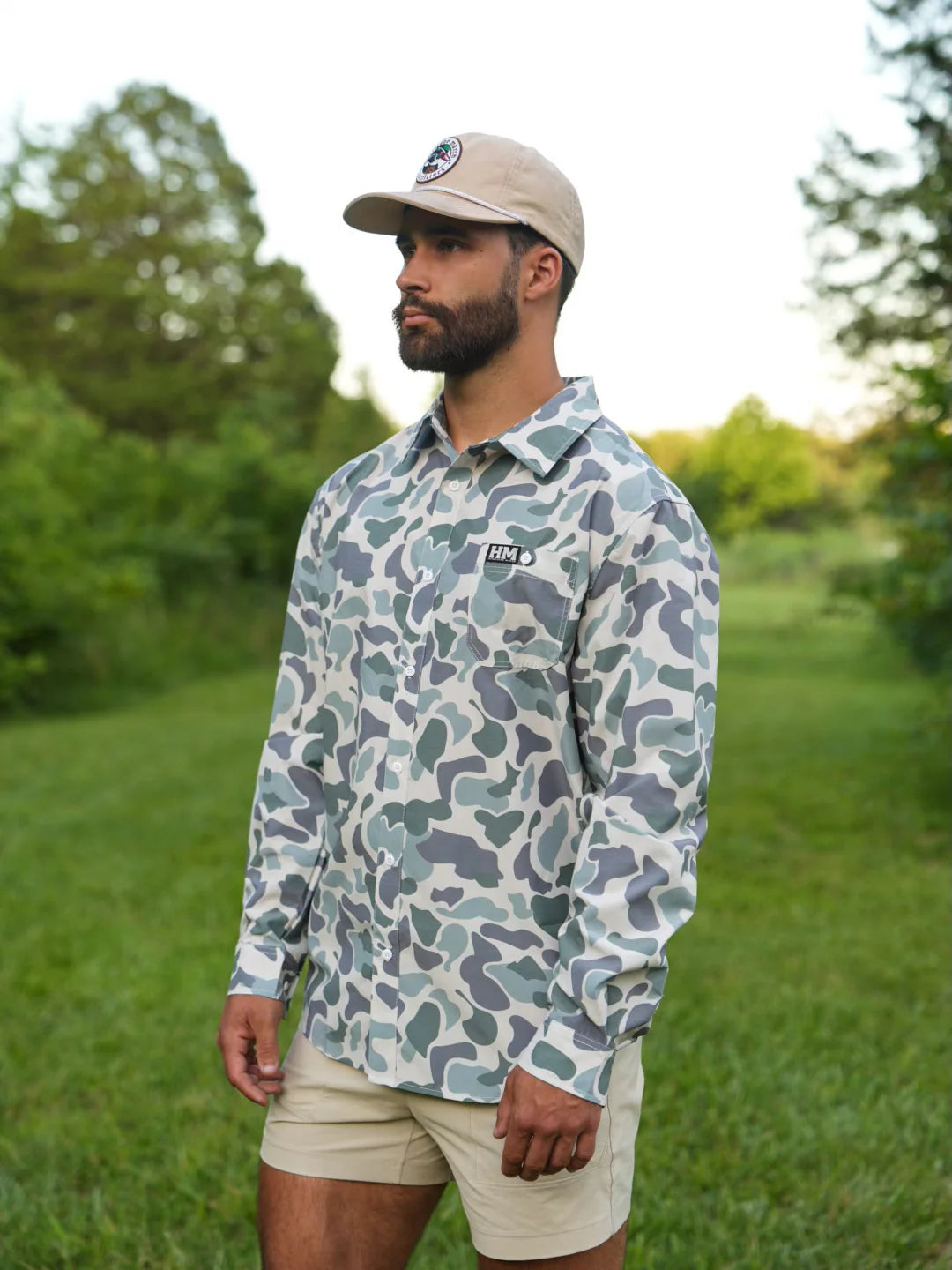 Hurricane Marsh Button Up Green Marsh Camo