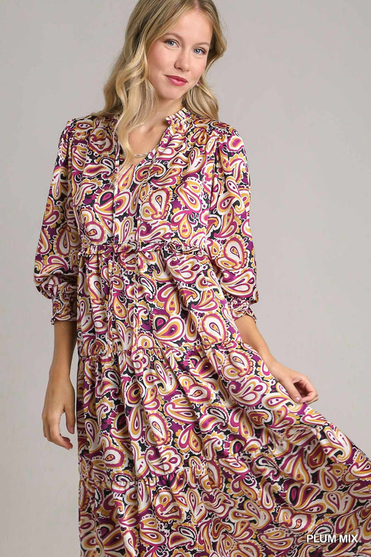 Satin Paisley Dress