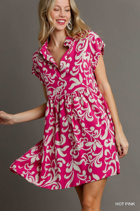 Abstract Hot Pink Dress