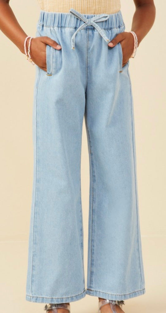 Girls Denim Wide Leg Jeans