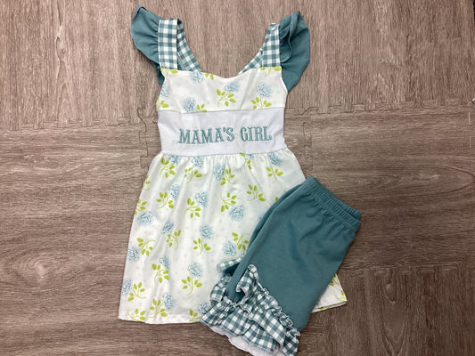 Teal Floral Print Mama's Girl Set