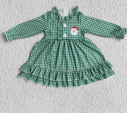 Girls Santa Green plaid gown