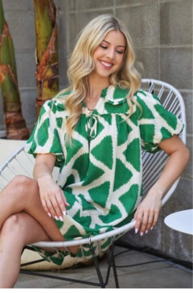 Peter Pan Collar Green Dress