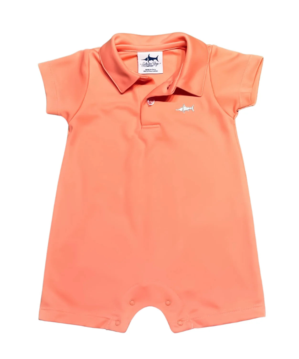 Saltwater Boys Polo Romper Coral