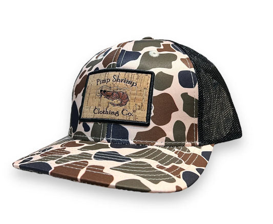 Pimp Shrimp Co Old School Camo Trucker Hat