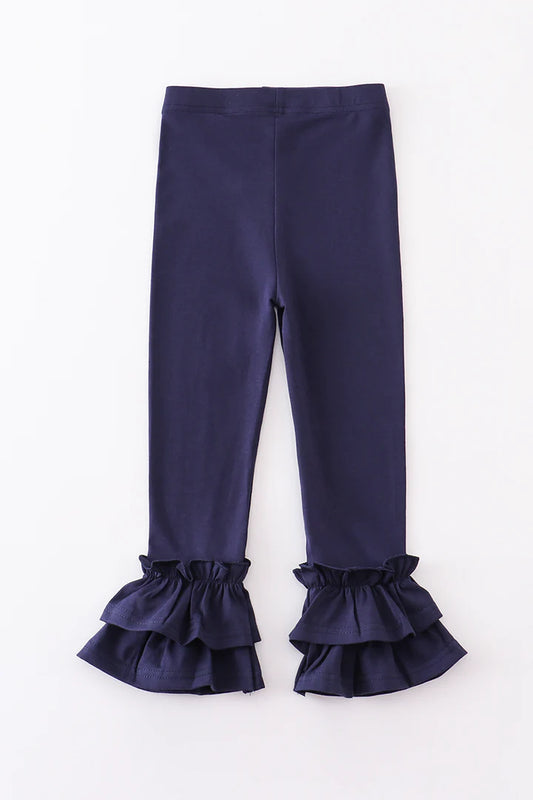 Girl's Navy-Blue Ruffle Pants