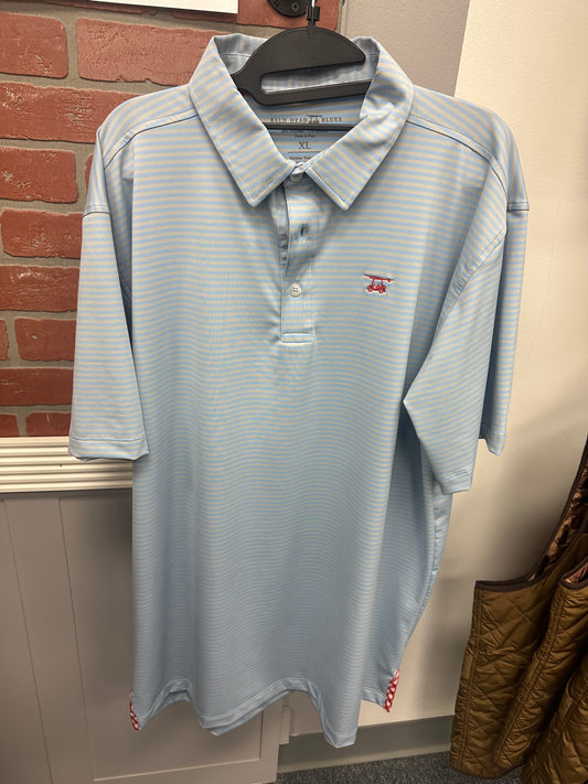 Bald Head Blues Blue/Grey Stripe Polo