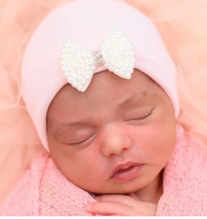 ilybean Pink Hat Mini Pearl Bow