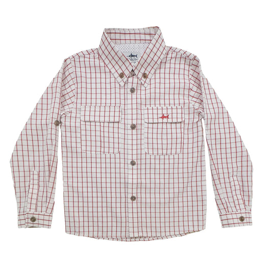 Saltwater Boys Flagler Fishing Shirt Red/White Plaid