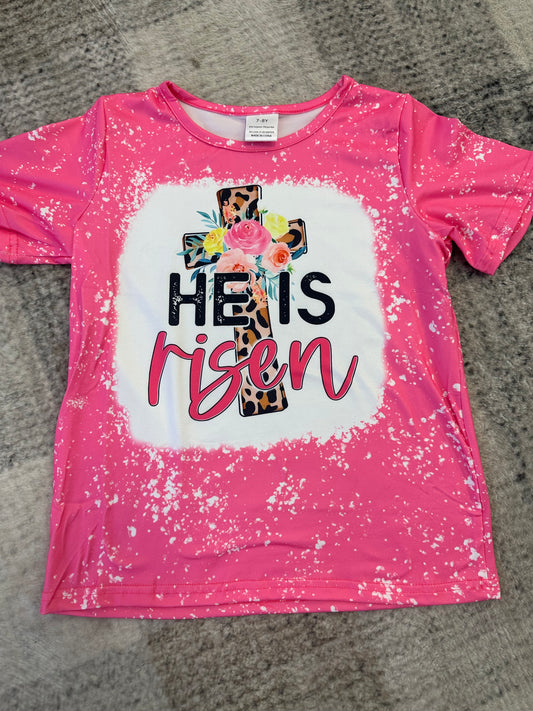 Pink Girl's He is Risen Tee