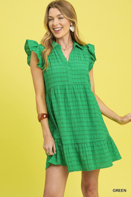 Heart So Full Green Flutter Sleeve Dress