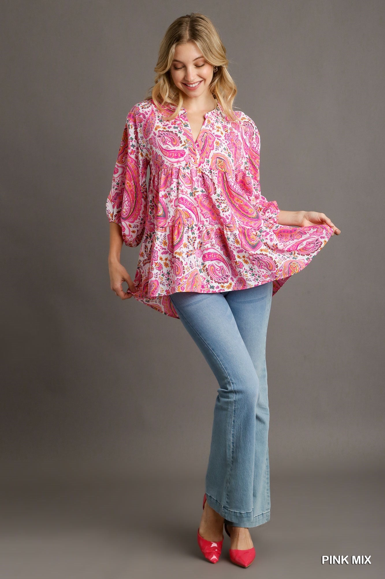 Umgee Paisley Pink Top