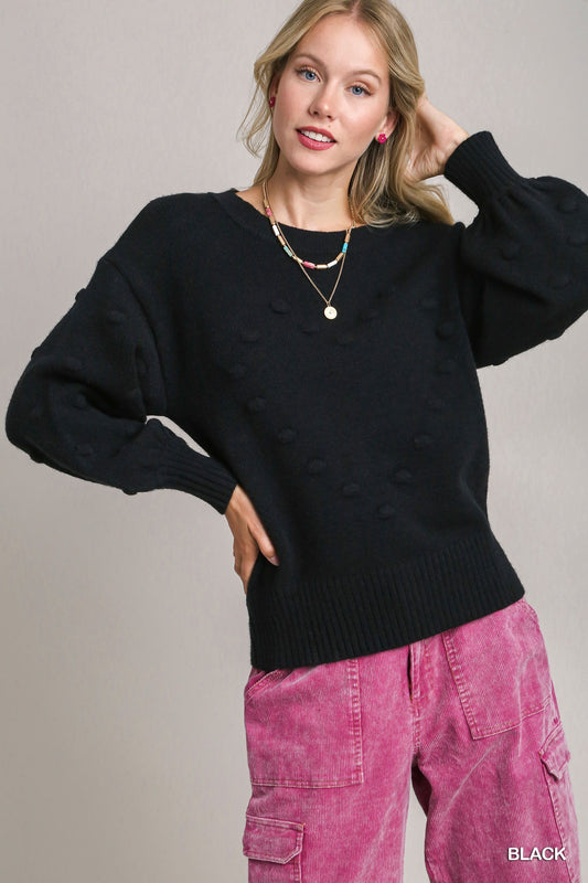 Black Pom Pom Sweater