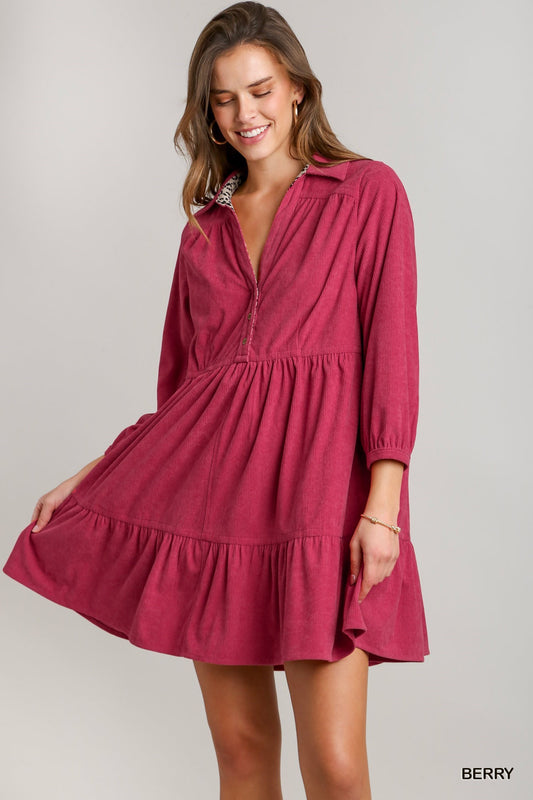 All in Berry Corduroy Dress