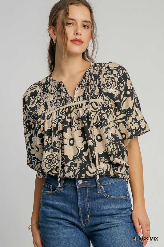 Black Florals Top by Umgee