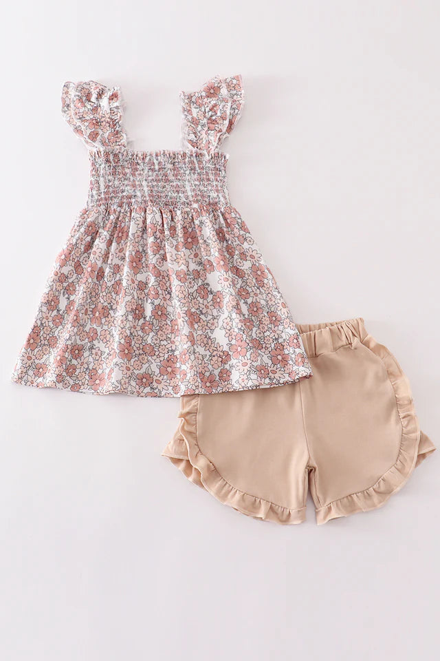 Floral Smocked 2pc Outfit