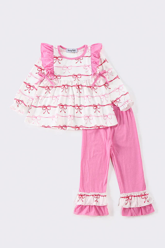 Girl's Pink Bow 2pc Outfit