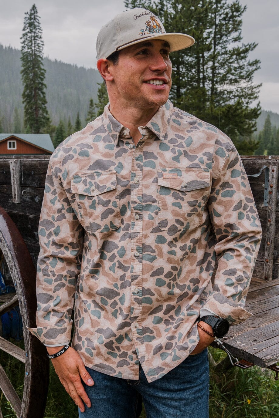 Burlebo Cotton Twill Pintail Camo Button Up Shirt