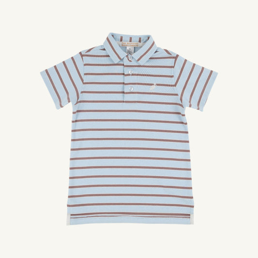 Beaufort Bonnett Palmetto Blue & Grey Brown Stripe Polo