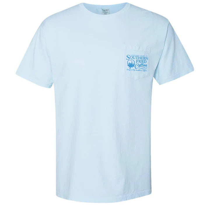 Southern Fried Cotton USA Cherries Tee in Color Soothing Blue