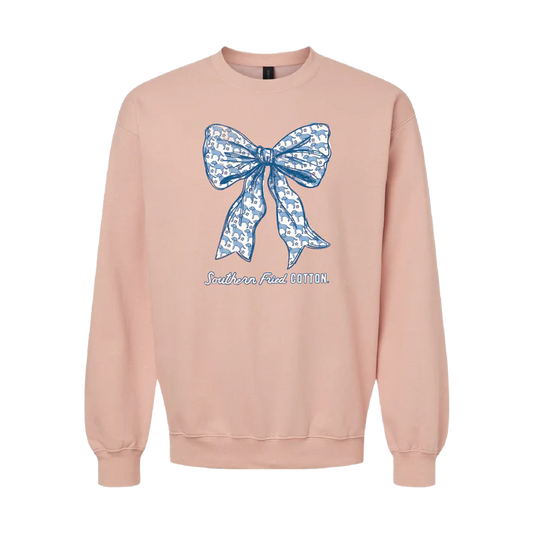 Southern Fried Cotton Tied & True - Front Print Crewneck in Dusty Rose
