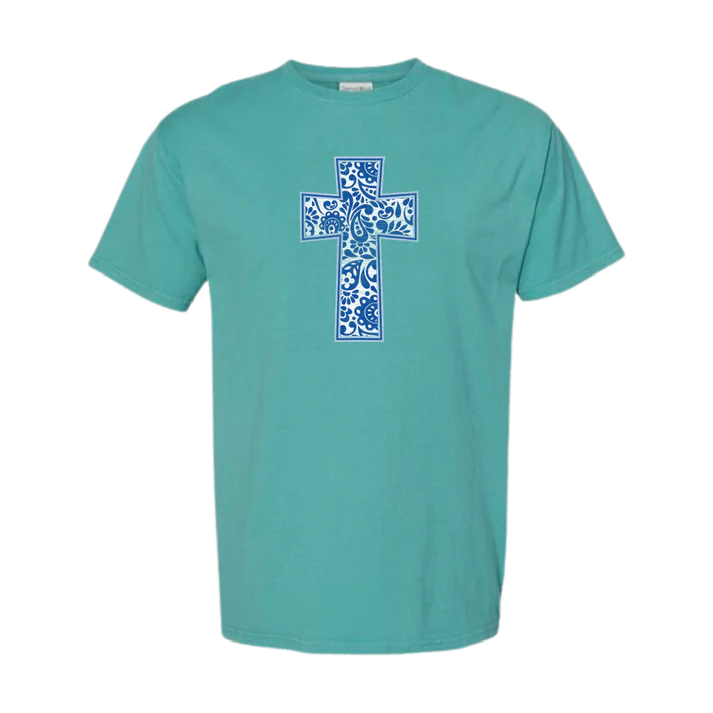 Southern Fried Cotton Paisley Cross Tee