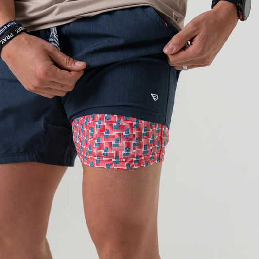 Burlebo Heather Navy 5.5 Athletic Shorts