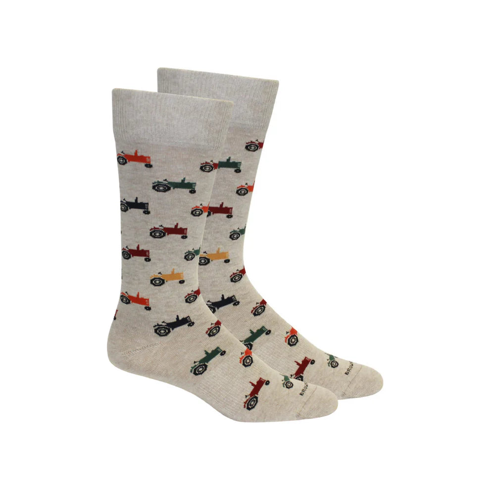 Brown Dog Tractor Socks Oatmeal