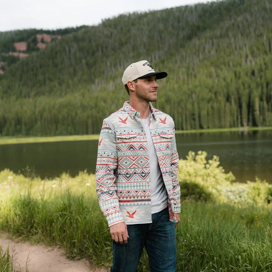 Burlebo Vintage Flannel Flying Duck Aztec Button Up