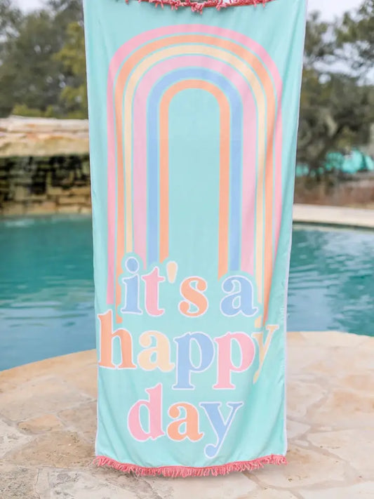 Beach Towel "It's A Happy Day"