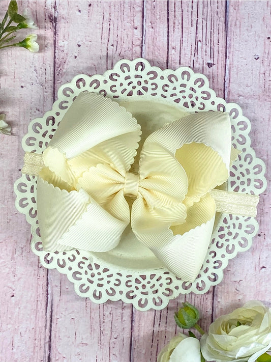Ivory Oversize Scalloped Bow Headband
