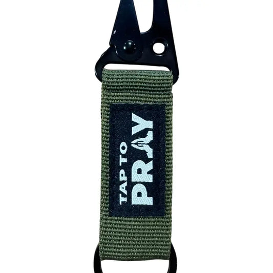 Tap to Pray Tactical Carabiner Keychain Green