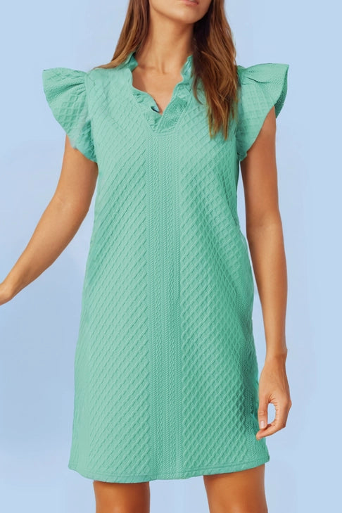 Mint to Pretty Dress w/Ruffle Sleeve