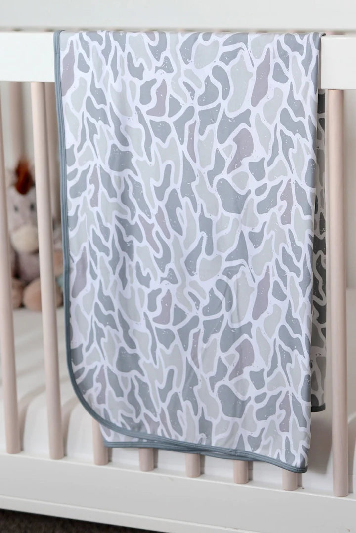 Burlebo White Camo Swaddle Blanket