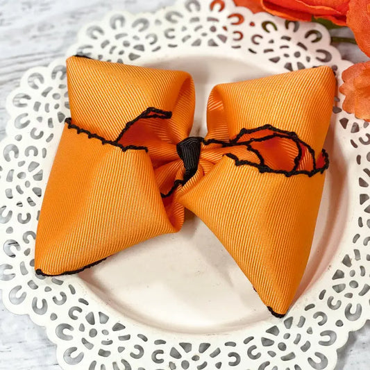 Orange W/Black Moonstitch Bow