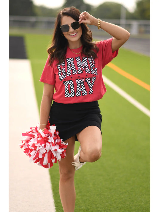 Red Checkered Game Day Tee